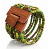 Bracelet avec fermoir bois XL vert olive marron
