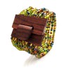 Bracelet avec fermoir bois XL multicolore vert bleu