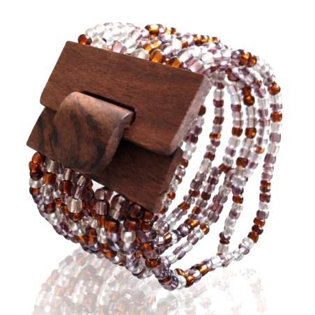 Bracelet avec fermoir bois XL multicolore