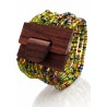 Bracelet avec fermoir bois XL multicolore vert bleu