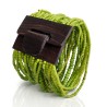 Bracelet avec fermoir bois XL vert multi perles