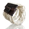 Bracelet avec fermoir bois XL beige multi perles