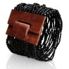 Bracelet avec fermoir bois XL noir multi perles