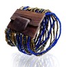 Bracelet avec fermoir bleu doré multi perles