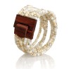 Bracelet femme fermoir en bois blanc transparent