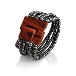 Bracelet femme fermoir en bois bleu argenté