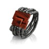 Bracelet femme fermoir en bois bleu argenté
