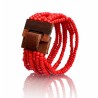 Bracelet femme fermoir en bois rouge