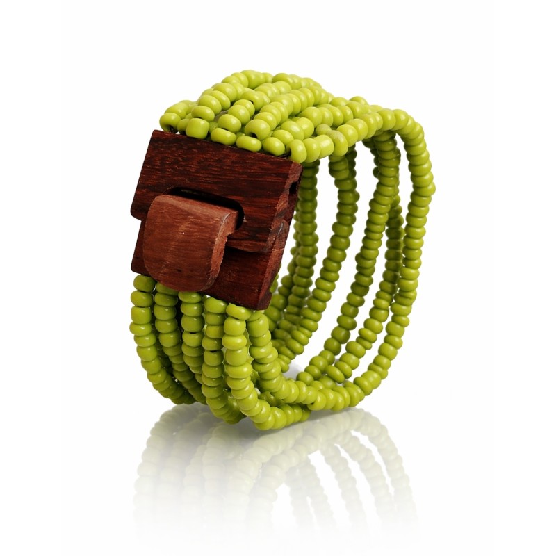 Bracelet femme fermoir en bois vert