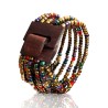 Bracelet femme fermoir en bois doré rouge bleu