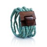 Bracelet femme fermoir en bois bleu turquoise