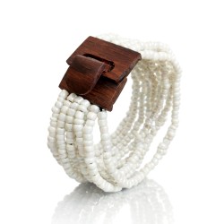 Bracelet femme fermoir en bois blanc