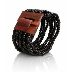 Bracelet femme fermoir en bois noir