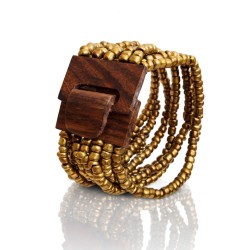 Bracelet femme fermoir en bois doré