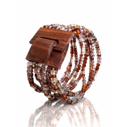 Bracelet femme fermoir en bois violet transparent marron