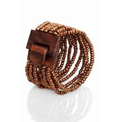 Bracelet femme fermoir en bois marron cuivré