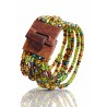 Bracelet femme fermoir en bois vert bleu marron