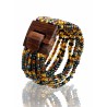 Bracelet femme fermoir en bois marron noir argenté