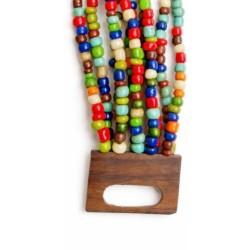 Bracelet femme fermoir en bois vert blanc orange multicolore
