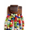 Bracelet femme fermoir en bois vert blanc orange multicolore