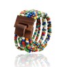 Bracelet femme fermoir en bois vert blanc orange multicolore