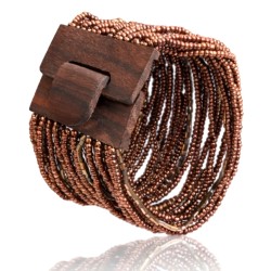 Bracelet avec fermoir bois XL marron cuivre