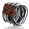 Bracelet avec fermoir bois XL noir blanc