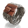 Bracelet avec fermoir bois argenté multi perles
