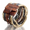 Bracelet avec fermoir bois XL crème marron bleu