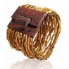 Bracelet avec fermoir bois doré multi perles