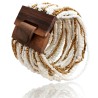 Bracelet avec fermoir bois XL blanc doré