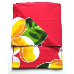Paréo rouge fleur de tiaré jaune
