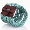 Bracelet avec fermoir bois XL bleu turquoise multiperles