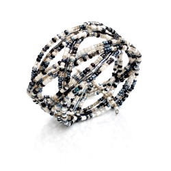 Bracelet femme torsadé noir blanc gris