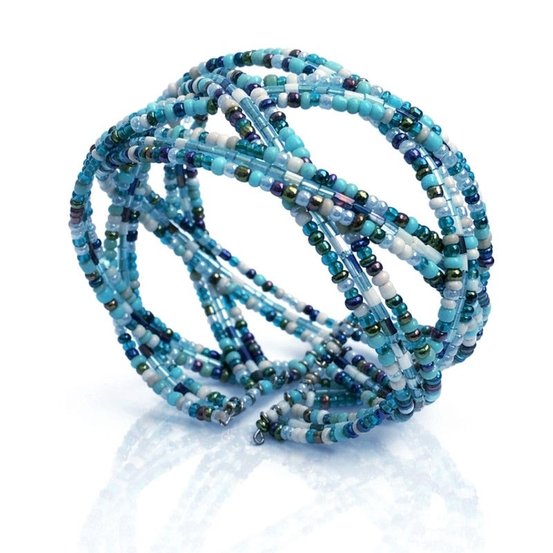 Bracelet femme torsadé bleu blanc