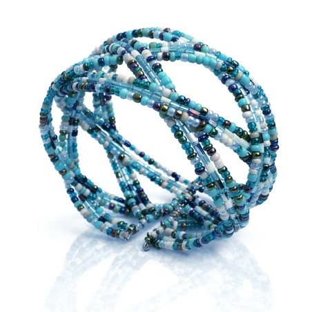 Bracelet femme torsadé bleu blanc
