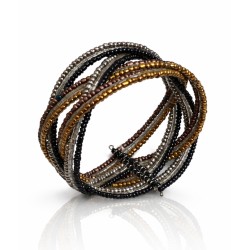 Bracelet femme torsadé doré noir argenté
