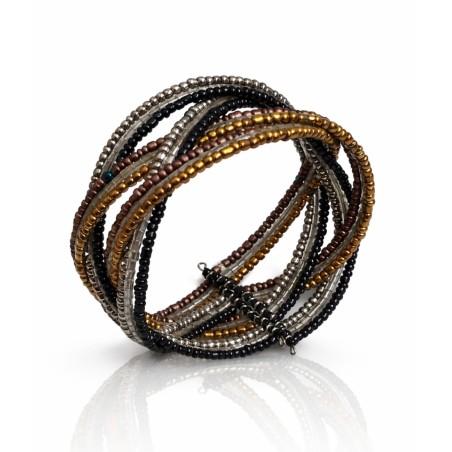 Bracelet femme torsadé doré noir argenté