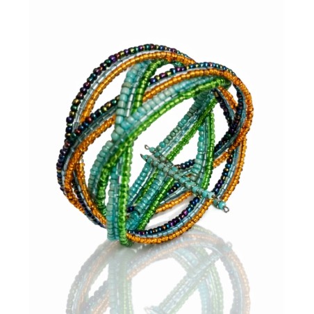 Bracelet femme torsadé doré vert bleu