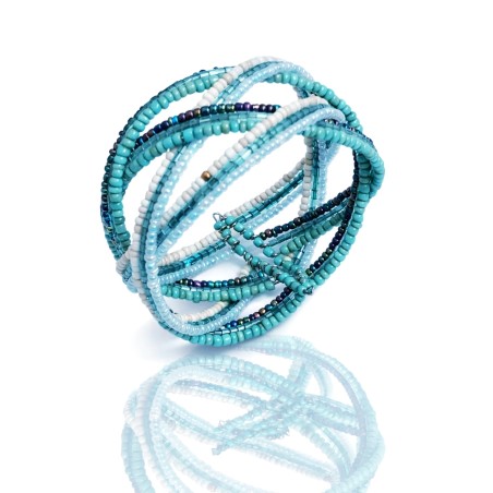 Bracelet femme torsadé blanc bleu violet