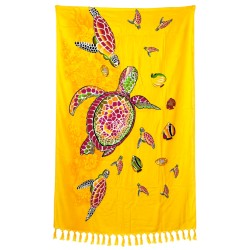 Paréo tropical jaune tortue colorée 1