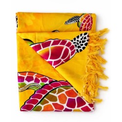 Paréo tropical jaune tortue colorée 2