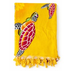Paréo tropical jaune tortue colorée 3