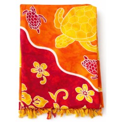 Paréo tropical orangé tortue colorée