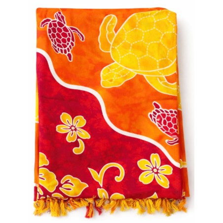 Paréo tropical orangé tortue colorée