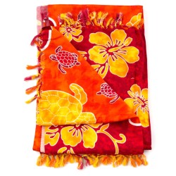 Paréo tropical orangé tortue colorée 1