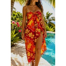 Paréo tropical orangé tortue colorée