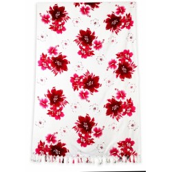 Paréo blanc fleurs hibiscus – Paréo femme plage élégant et fluide