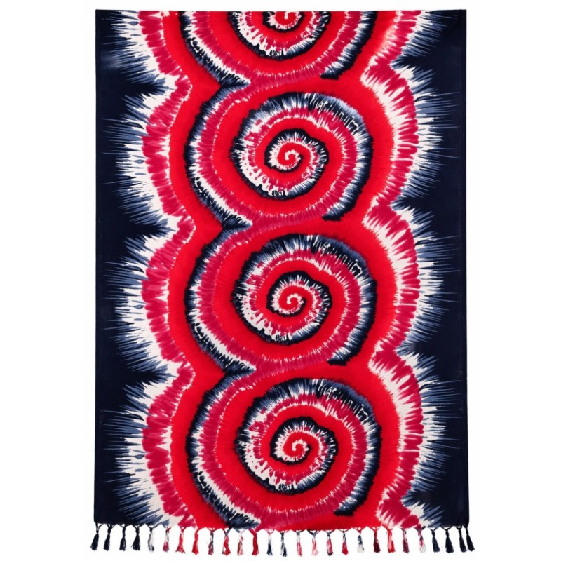 Paréo tie and dye rouge bleu – Paréo femme plage original et fluide