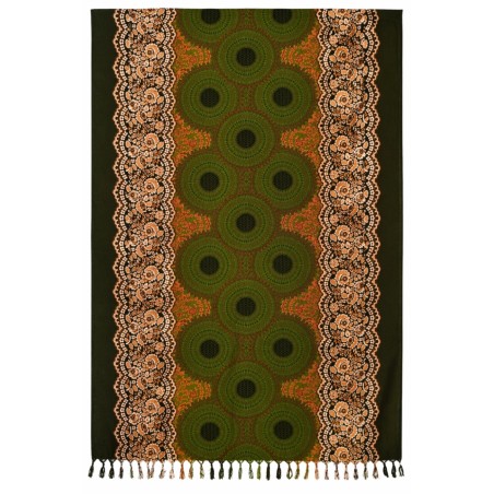 Paréo vert ethnique bohème – Paréo femme plage fluide et élégant